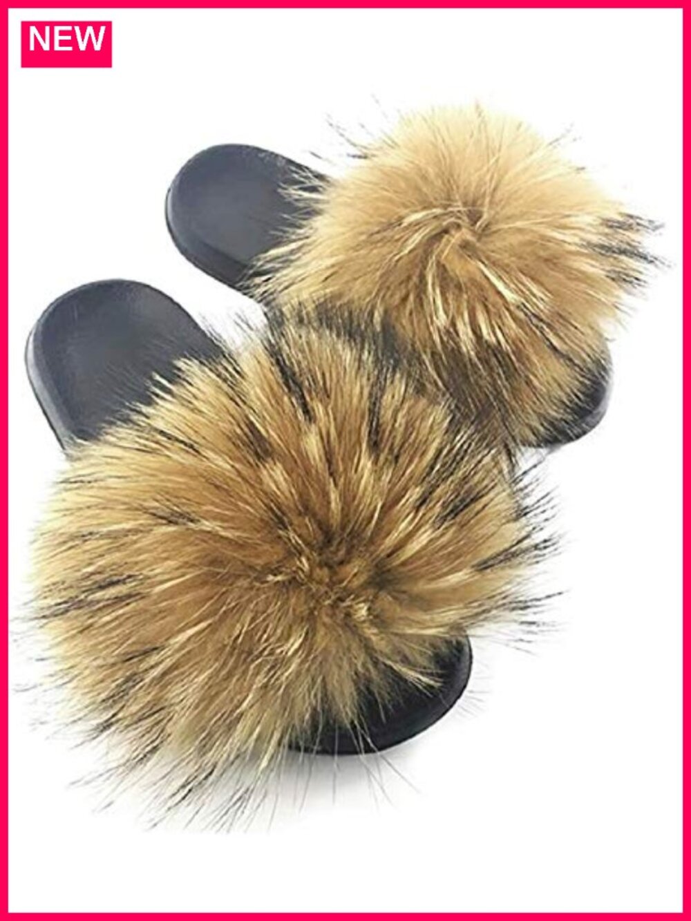Faux Fur Slides Fuzzy Slippers Fluffy House Shoes Indoor Outdoor Women